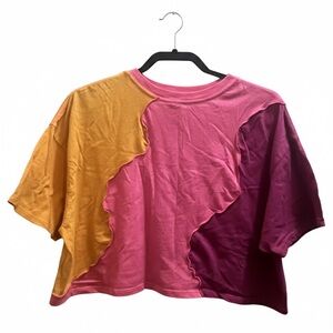 Wild Fable Pink and Purple Patchwork Crop Top